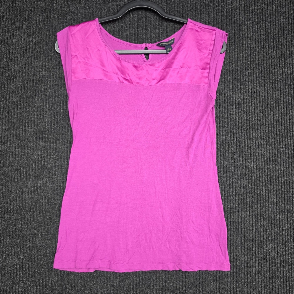 Banana Republic Magenta Pink Satin Trim Rayon Sleeveless Blouse Top Medium